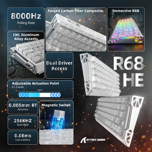 מקלדת גיימינג ATTACK SHARK R68 HE