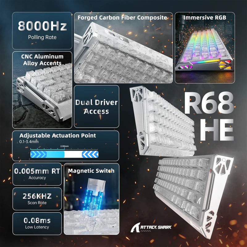 מקלדת גיימינג ATTACK SHARK R68 HE